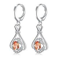 Crystal AAA Cubic Zirconia Drop Earrings Jewelry Women Daily Casual Crystal Zircon Copper Silver Plated 1 pair Silver