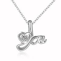 Cremation jewelry 925 Sterling Silver LOVE Shape with Zircon Pendant Necklace for Women