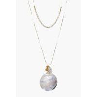 Crystal & Round Charm Layered Necklace - gold