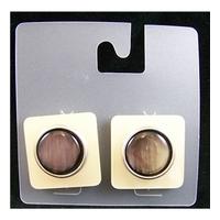 cream and grey clip on earrings