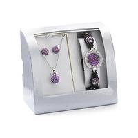 crystal watch pendant earring set