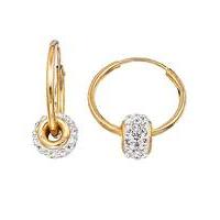 Crystal Glitz 9 Carat Gold Hoop Earrings