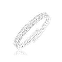 crystal glitz silver plated 3 row bangle