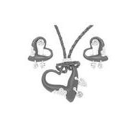 Crystal Black Heart Necklace and Earring