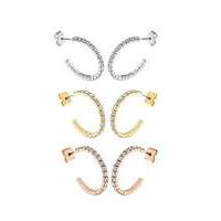 Crystal Glitz set of 3 Pairs J Hoops