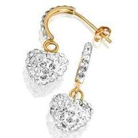 Crystal Glitz 9Ct Gold Heart Earrings