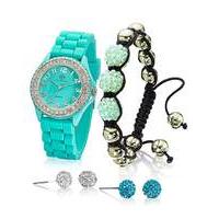 Crystal Watch, Bracelet & Earrings