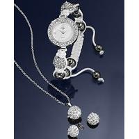 crystal watch pendant earring set