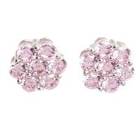Crislu Silver Pink Cubic Zirconia Flower Stud Earrings 909747E00PI