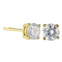 Crislu Small Gold Plated studs with Clear Cut cubic Zirconia 300162e00cz