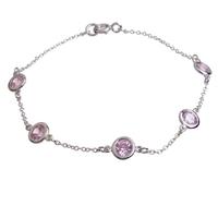 Crislu Silver Round Pink Cubic Zirconia Bracelet 909759B60PI