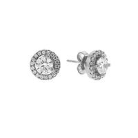Crislu Silver Round Cubic Zirconia Cluster Stud Earrings 9010108E00CZ
