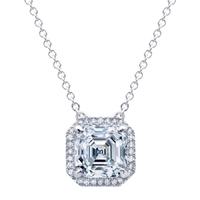 crislu silver cubic zirconia cushion halo necklet 9010094n16cz