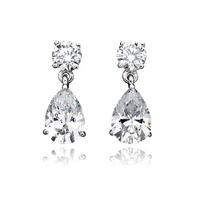 Crislu Silver Clear CZ Teardrop Earrings 905444E00CZ