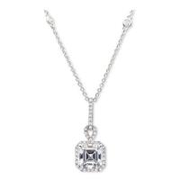 crislu silver clear cz cushion cluster pendant 9010173n16cz