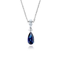 Crislu Silver Blue Clear CZ Teardrop Pendant 907662N16SA