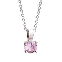 Crislu Silver 4 Claw round pink CZ Pendant 909754N13PI