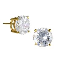 Crislu Large Gold Plated Claw Studs With Round Cubic Zirconia 300169e00cz