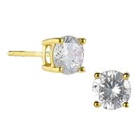Crislu Gold Plated Round Studs With Clear Cubic Zirconia 300163e00cz