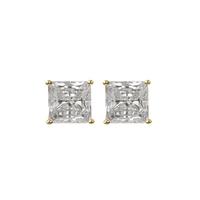 Crislu Gold Plated Claw Studs With Square Clear cubic Zirconia 302389e00cz