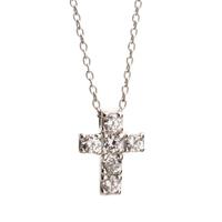 crislu silver cubic zirconia set cross pendant 909752n13cz