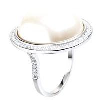 Crislu Silver Freshwater Pearl CZ Surround Ring 909878R70PL