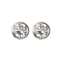 Crislu Silver Rollover Round CZ Stud Earrings 900184E00CZ