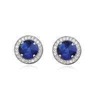 Crislu Ladies Micro Pave Brilliant Dark Blue Earrings 909518E00SA