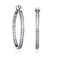 crislu silver clear cz pave 35mm hoop earrings 909308e00cz