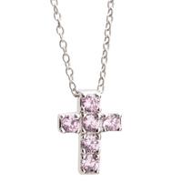 crislu silver pink cubic zirconia set cross pendant 909752n13pi