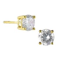 Crislu Gold Plated Round Studs With Clear Cubic Zirconia 300163E00CZ