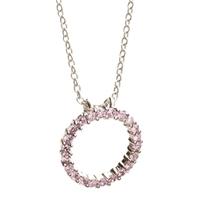Crislu Silver Pave Pink Cubic Zirconia Open Circle Pendant 909751N13PI