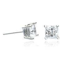 Crislu Silver Square Clear CZ Four Claw Stud Earrings 902544E00CZ