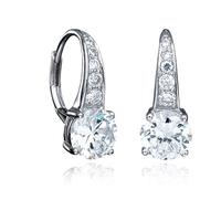 Crislu Silver Round Clear CZ Leverback Earrings 906166L00CZ