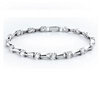 Crislu Silver Round Clear CZ Bar Bracelet 902702B70CZ