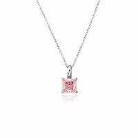 crislu ladies simple square pink cz necklace 909758n13pi