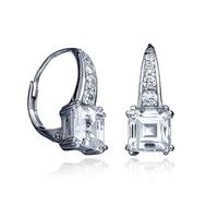 Crislu Silver Square Clear CZ Leverback Earrings 906167L00CZ