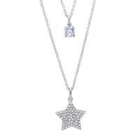 crislu silver 2 tier cubic zirconia pave star pendant 9010077n16cz