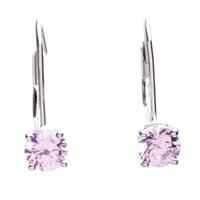 crislu silver pink cubic zirconia leverback earrings 909749l00pi