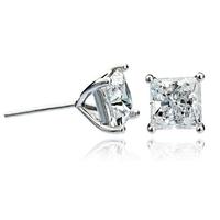 crislu silver square clear cz 4 claw stud earrings 902389e00cz