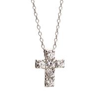 Crislu Silver Cubic Zirconia Set Cross Pendant 909752N13CZ