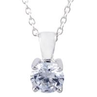 Crislu Sterling Silver 4 Claw Round Clear CZ Pendant 909754N13CZ