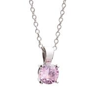 Crislu Silver 4 claw Round Pink Cubic Zirconia Pendant 909754N13PI