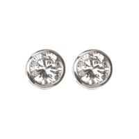 crislu silver rollover round cz stud earrings 900184e00cz