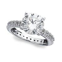 Crislu Cubic Zirconia Solitaire Ring with Side Accents