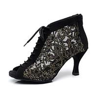 customizable womens dance shoes modern lace stiletto heel blackblue