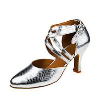 Customizable Women\'s Dance Shoes Modern Latin Ballroom Salsa Tango Dance Shoe Customized Heel Professional Silver