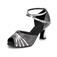Customizable Women\'s Dance Shoes Sparkling Glitter Latin / Salsa Sandals / Heels Customized HeelPractice / Beginner