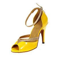 Customizable Women\'s Dance Shoes Latin/Ballroom Leatherette Customized Heel Yellow