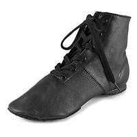 Customizable Women\'s Men\'s Dance Shoes Leather Jazz Boots Sneakers Split Sole Chunky Heel Professional